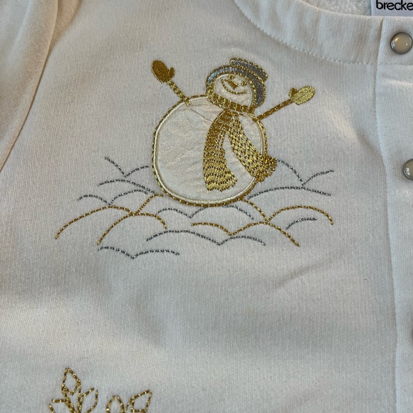 Breckenridge Woman’s L Sweatshirt Cardingan Pearl Snap Winter White Snowmen - Picture 7 of 13